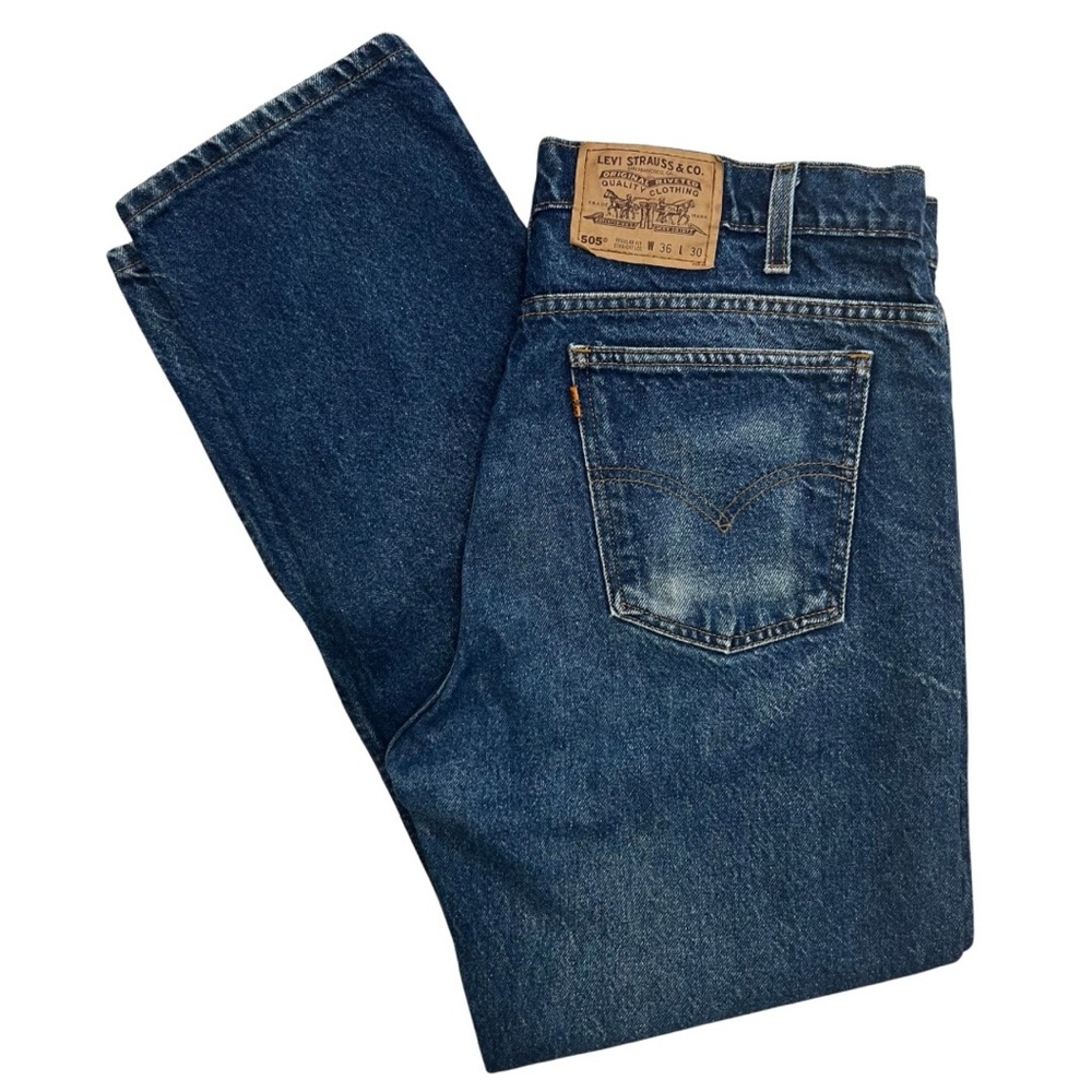 Levis 505 Orange Tab Reg Fit Straight Leg Jeans Mens Size 36 x 30 Vintage 1995